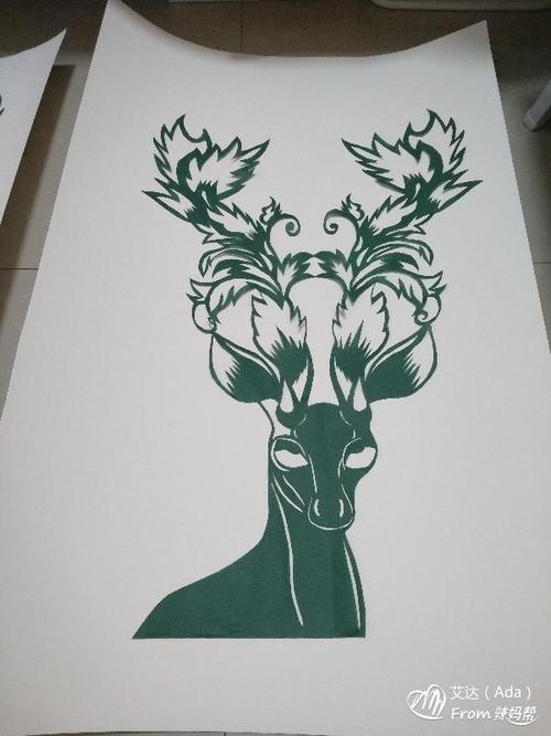 剪纸教程 洪福绿禄(鹿)