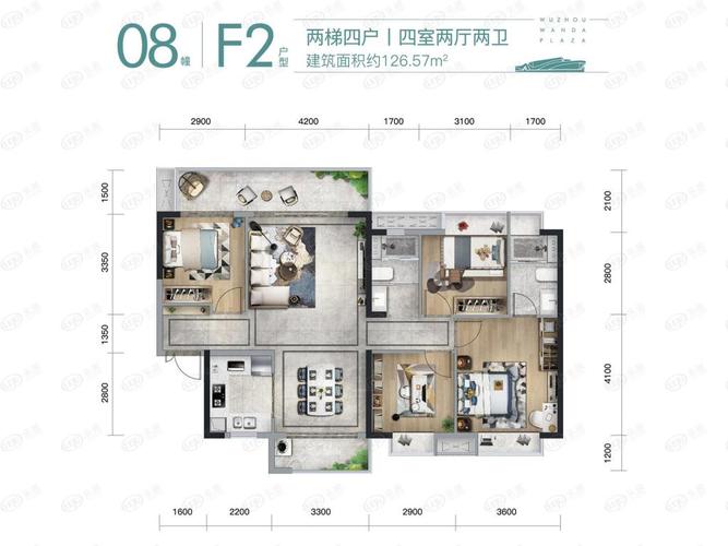 其它梧州 · 万达滨江城,在售户型区间 75~126㎡.价格