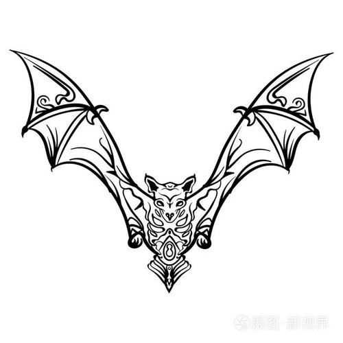 程式化的形象涂鸦蝙蝠.蝙蝠部落纹身