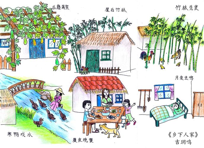 我的学习成果展示   语文   《乡下人家》手绘插图