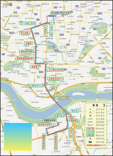 沈阳109路公交车由彩霞街临波路始发,途经彩霞街,临波路,绮霞街,浑南