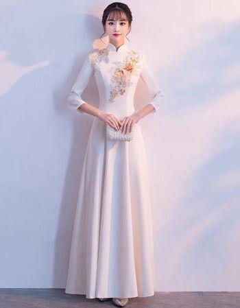 礼仪小姐服装迎宾旗袍礼仪服装开业颁奖短款小礼服酒店校庆学生礼服晚