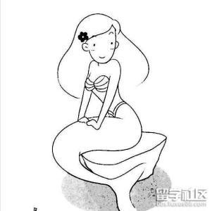 一笔画美人鱼简笔画