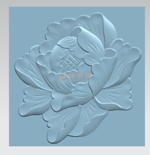 牡丹花浮雕木雕造型 - 艺术品/工艺品图纸 - 沐风网