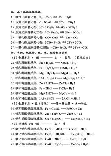 初中化学方程式集锦