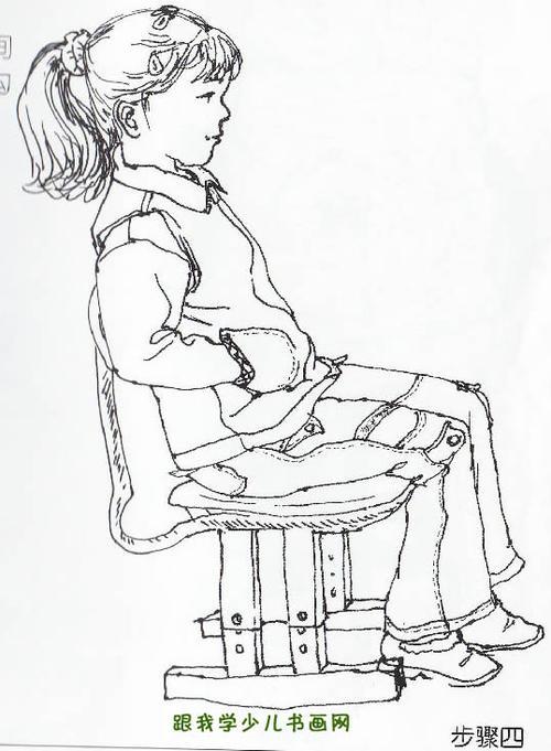 侧面人物坐姿简笔画图片