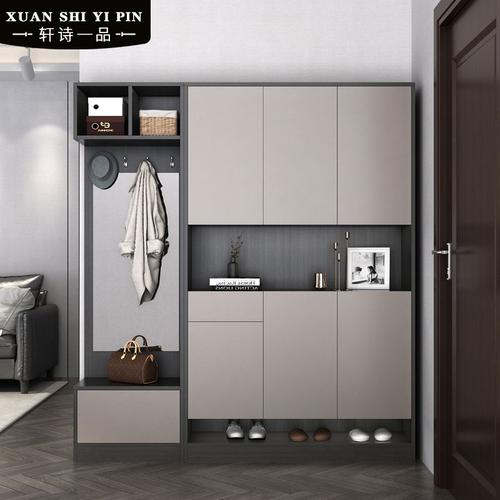 入户玄关柜进门鞋柜带镜子透气家用门口实木大容量储物柜定制