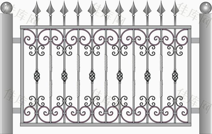 手绘灰色铁制围栏图案