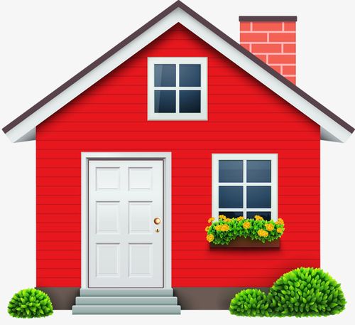 创意,卡通,手绘,房子,红色