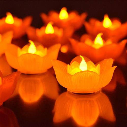 电子莲花灯 塑料电子蜡烛灯 佛堂寺庙用品长明灯供奉荷花灯祈福灯