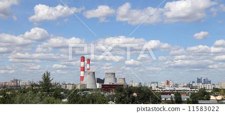 图库照片: pipes of coal burning power station. moscow, russia
