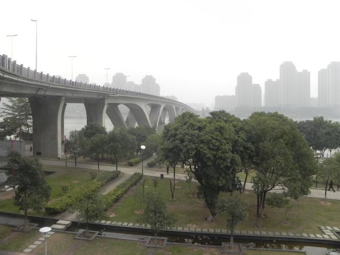 福州尤溪洲大桥上游及桥梁园风光