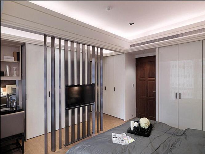 电视墙镂空半拉门装修效果图假墙隔间装修效果图镂空隔断装修效果图