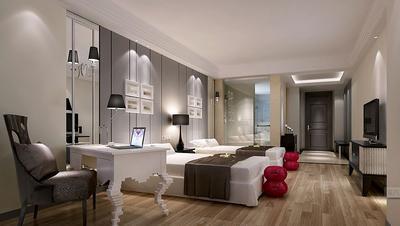 简欧风格酒店房间背景墙装修效果图