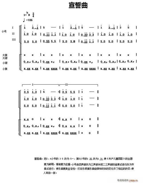 中国少年先锋队鼓号谱 4,宣誓曲 歌谱简谱网