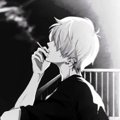 动漫男生抽烟头像