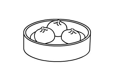 热腾腾的小笼包简笔画作画步骤2