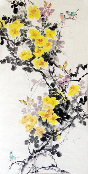 国画 蔷薇_亮翁__梅花任_新浪博客