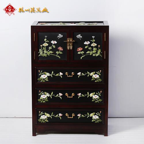 扬州漆器厂 新中式柜 榆木双门三抽立柜 装饰柜 收纳柜 工艺品柜