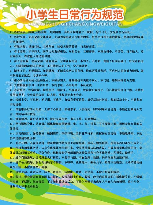 海报印制展板喷绘写真贴纸小学生日常行为规范写真
