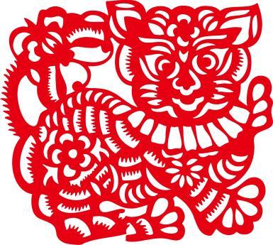 2022年老虎剪纸窗花元旦虎年刻画剪纸中国风窗花春节老虎图案生肖底稿