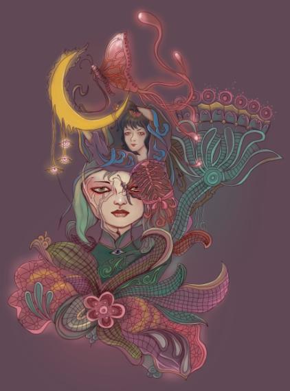 《一个女孩穿越》系列插画毕业设计作品