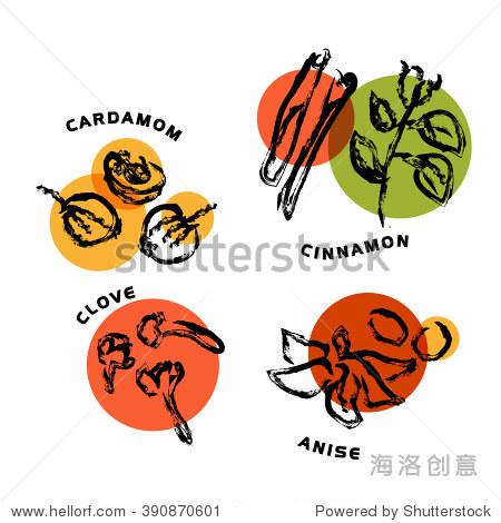 hand drawn spice sketch. artistic and flat food illustration.