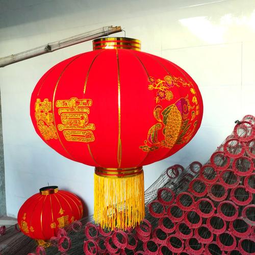 厂家直销植绒布广告灯笼 手工制作大红灯笼印字广告绒布宫灯批发