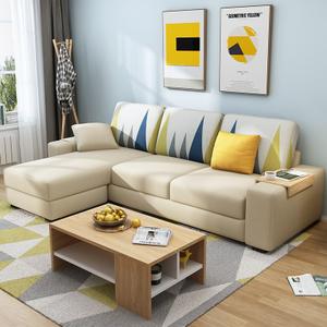 布艺沙发小户型三人租房小客厅沙发 现代简约l型沙发客厅整装家具