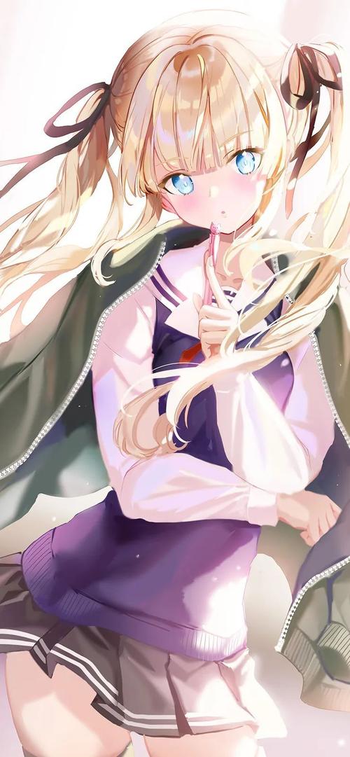 二次元动漫壁纸集优质动漫壁纸金发双马尾jk短裙少女太好看了