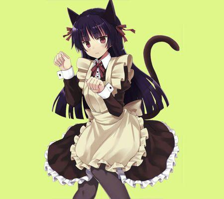 动漫女生黑猫头像