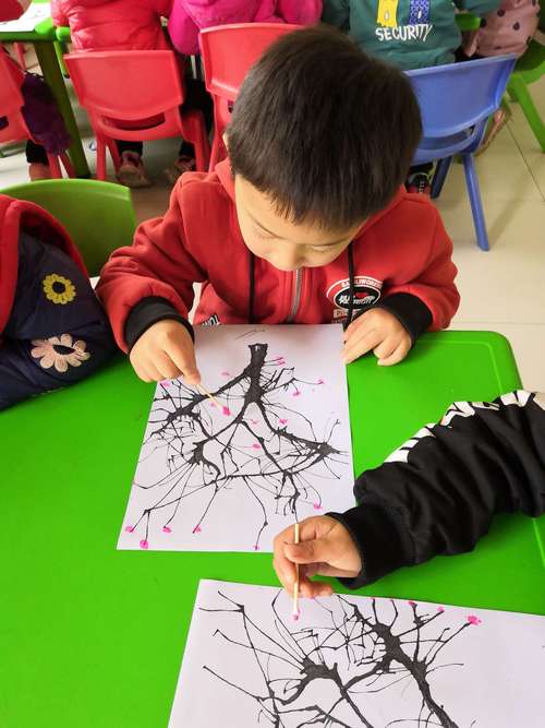 棉签画_桃花