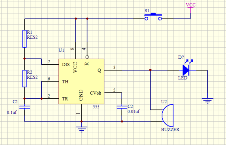 555定时器控制蜂鸣器声响和led闪烁 求大家帮我鉴定下