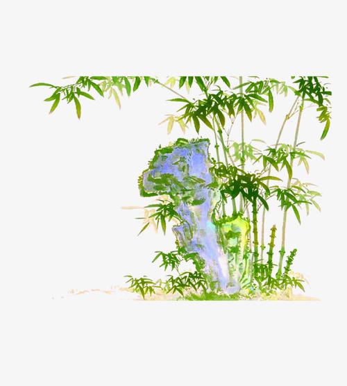 夏天植物边框荷花绿色竹子元素手绘