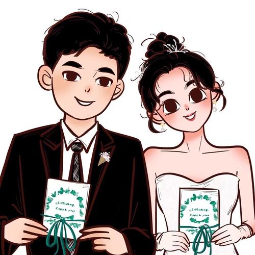 手绘结婚照片年关结婚的比较多_手绘_结婚_结婚照_卡通_情人节去哪玩