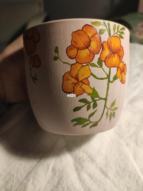 丙烯颜料手绘花盆_手绘_颜料_手绘花盆_文化_绘画