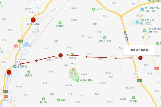 向西进入永福县罗锦镇设置罗锦互通,在永福镇与苏桥镇中间折向西北