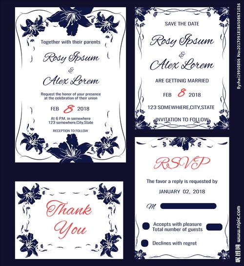 花纹邀请函 卡片设计图__花边花纹_底纹边框_设计图库