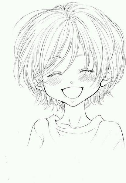 短发女孩简笔画素描