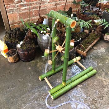 小米mi米家生态同款手工定制竹子做的水轮车模型洗澡竹水车六一儿童