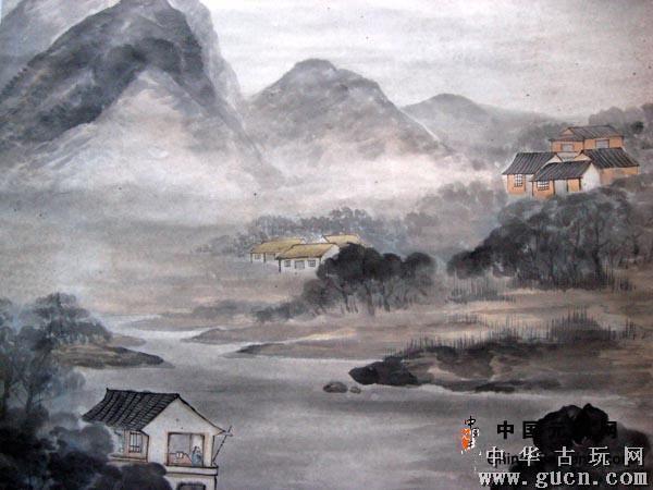 清吴石仙江邨烟雨图