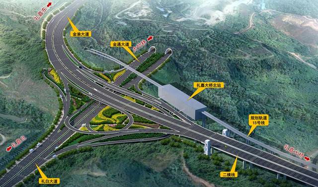 起于快速路一横线狮子岩立交,止于北碚区龙凤大道,双向8车道(其中部分