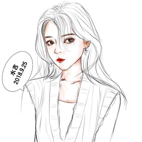 女头像,沉迷画女孩子不可自拔中.线稿,上色