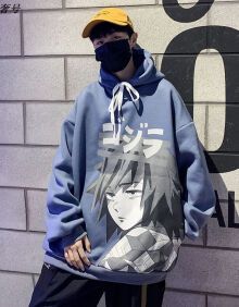 【奢号】鬼灭之刃卫衣男富冈义勇2020秋季新款盐系情侣装动漫宽松连帽