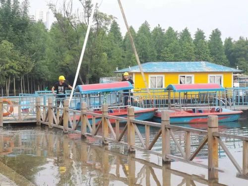 沙沟湖水杉公园内,多年违法营运游船码头被清除!