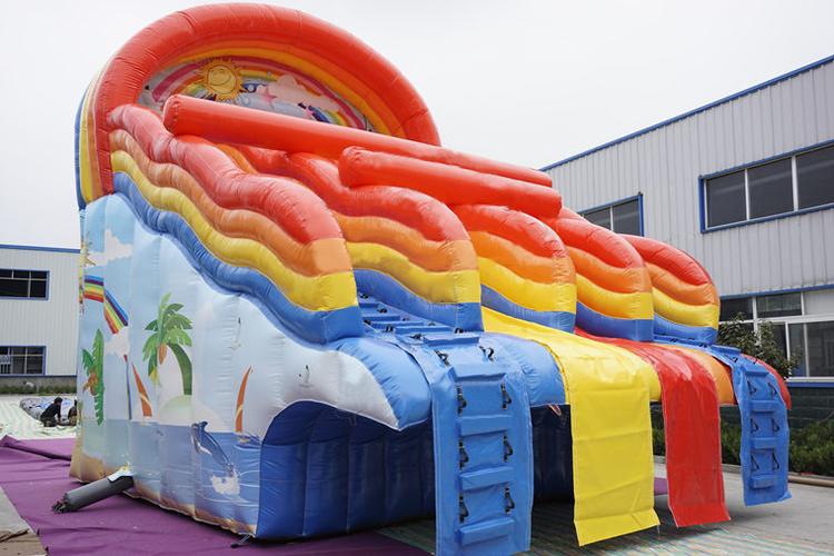 厂家定制热销水上儿童滑滑梯 海浪充气水滑梯 游乐场水上滑梯