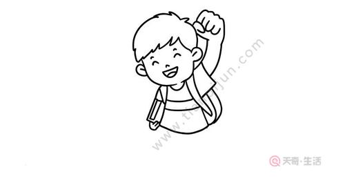 3,然后画出男孩的双腿,使其变得完整.