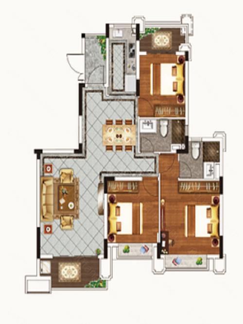 保利拉菲公馆商铺3室2厅2卫119.00平方米户型 - 合肥