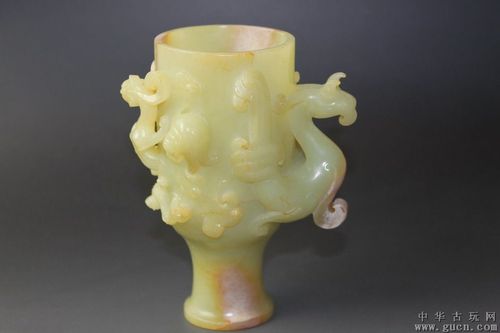 汉代黄玉杯   中华古玩网   古; 古玉-----汉代黄玉龙凤杯; 古玉