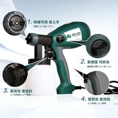 藤原电动汽车喷漆枪高压 家具油漆涂料高雾化乳胶漆喷涂机工具